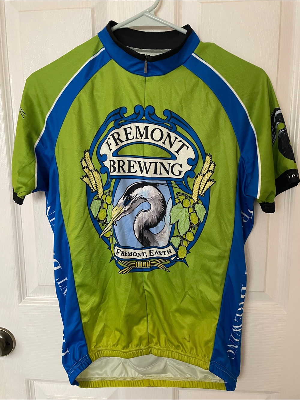 Fremont Brewing Men’s Short-Sleeve Cycling Jersey — Green & Blue
